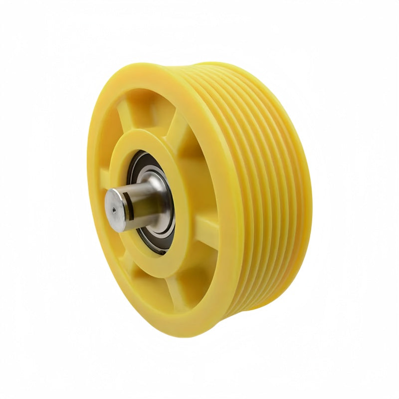 Elevator Guide Pulley - Dia 320mm 7 Grooves 8mm Steel Rope Nylon Deflect Pulley